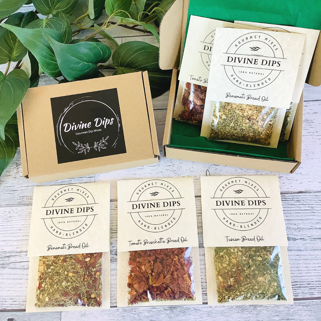 Divine Dips' "Authentic Italian Trio" Set in the box on a table